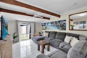 Smart TV, DVD player, books