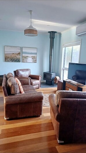 TV, fireplace, stereo, computer monitors