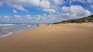 A wide sandy beach with a clear sky and a few clouds. - Ocean Blue - Linen,  WiFi, Kayo and Pet Friendly (Venus Bay)
