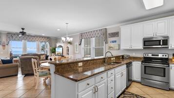 Microondas, horno, parrilla de estufa y lavavajillas