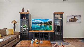 TV connectée, cheminée, lecteur de DVD