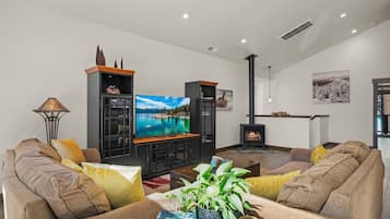 TV connectée, cheminée, lecteur de DVD