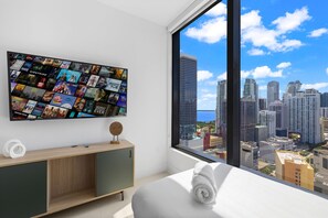 Appart'hôtel Luxe, vue ville | 3 chambres, literie de qualité supérieure, fer et planche à repasser