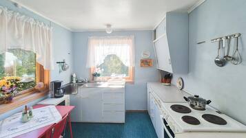 Fridge, oven, stovetop, coffee/tea maker