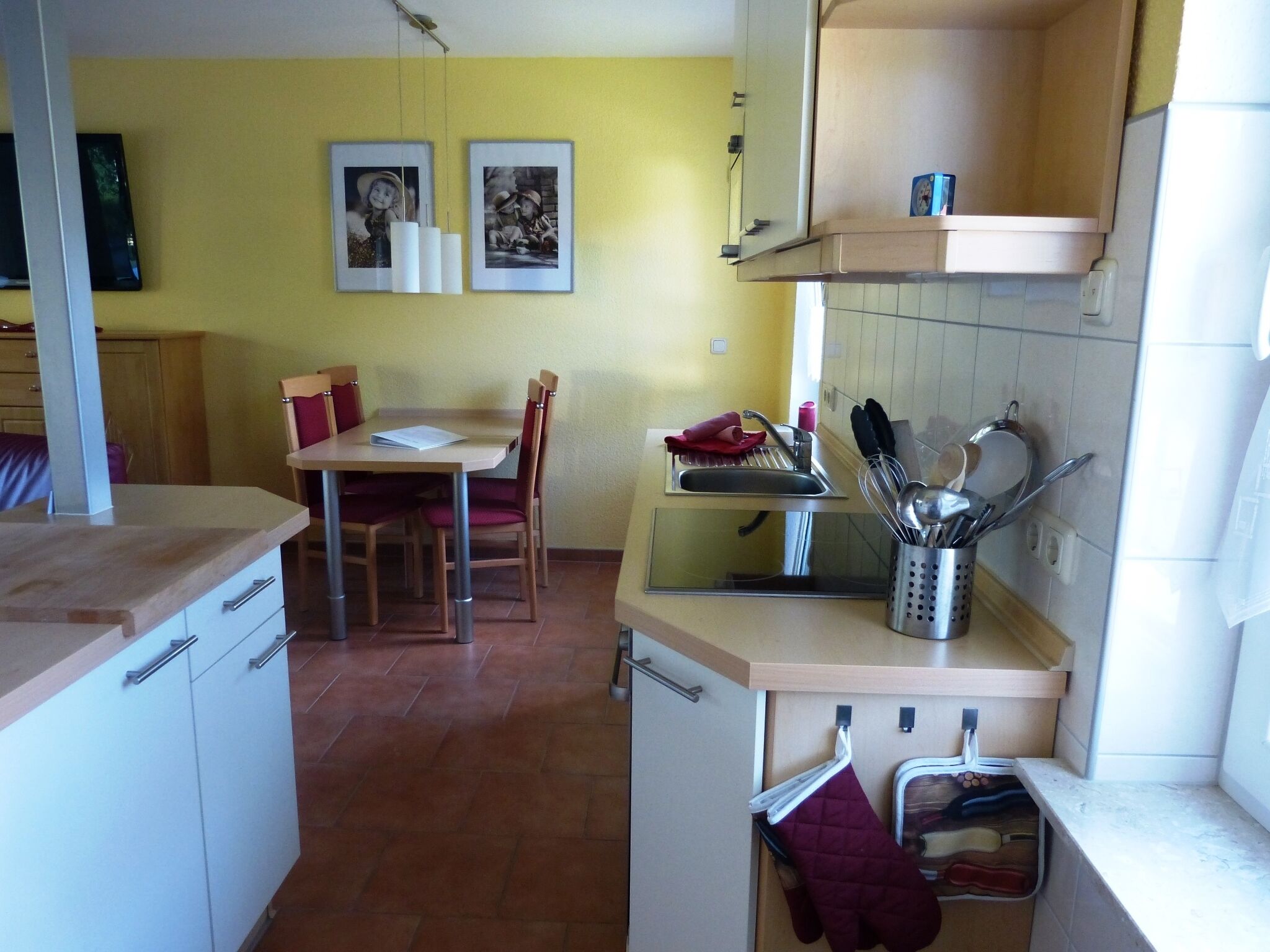 Kühlschrank, Mikrowelle, Herdplatte, Geschirrspüler