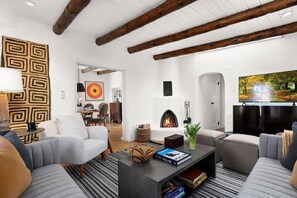 TV, fireplace - Ski Discounts! Historic Home w/ Casita, Spa, Views (Santa Fe)