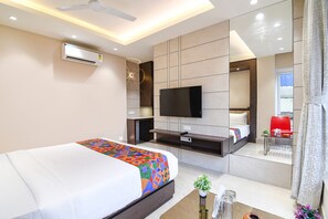 Lakens van Egyptisch katoen, luxe beddengoed, een kluis op de kamer