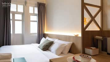 Comfort-studiolejlighed - 1 kingsize-seng | Skrivebord, arbejdsområde til bærbare computere, gratis Wi-Fi, sengetøj