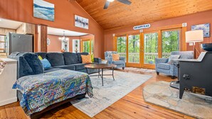 TV, fireplace, video games, stereo - Serene Lakefront Home: Private Dock, Expansive Decks, Game Room & Nature Views (LaGrange)