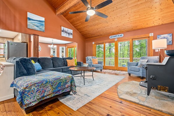 TV, fireplace, video games, stereo