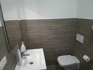Sèche-cheveux, serviettes fournies, savon, papier toilette