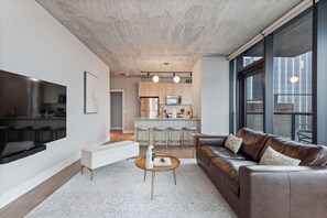 Living area - Private Balcony Oasis · West Loop 2BR Sleeps 5 (Chicago)
