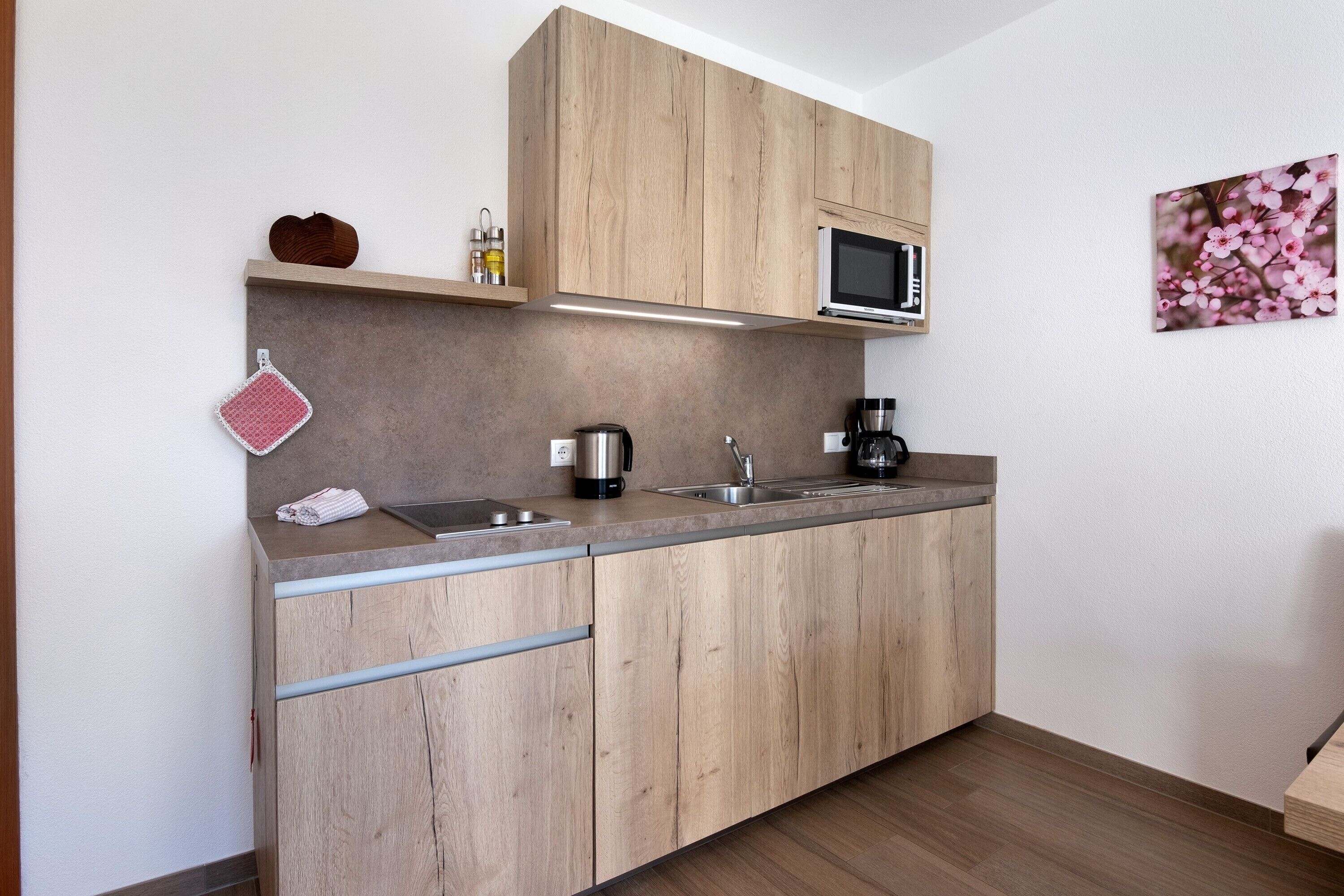 Kühlschrank, Mikrowelle, Herdplatte, Geschirrspüler