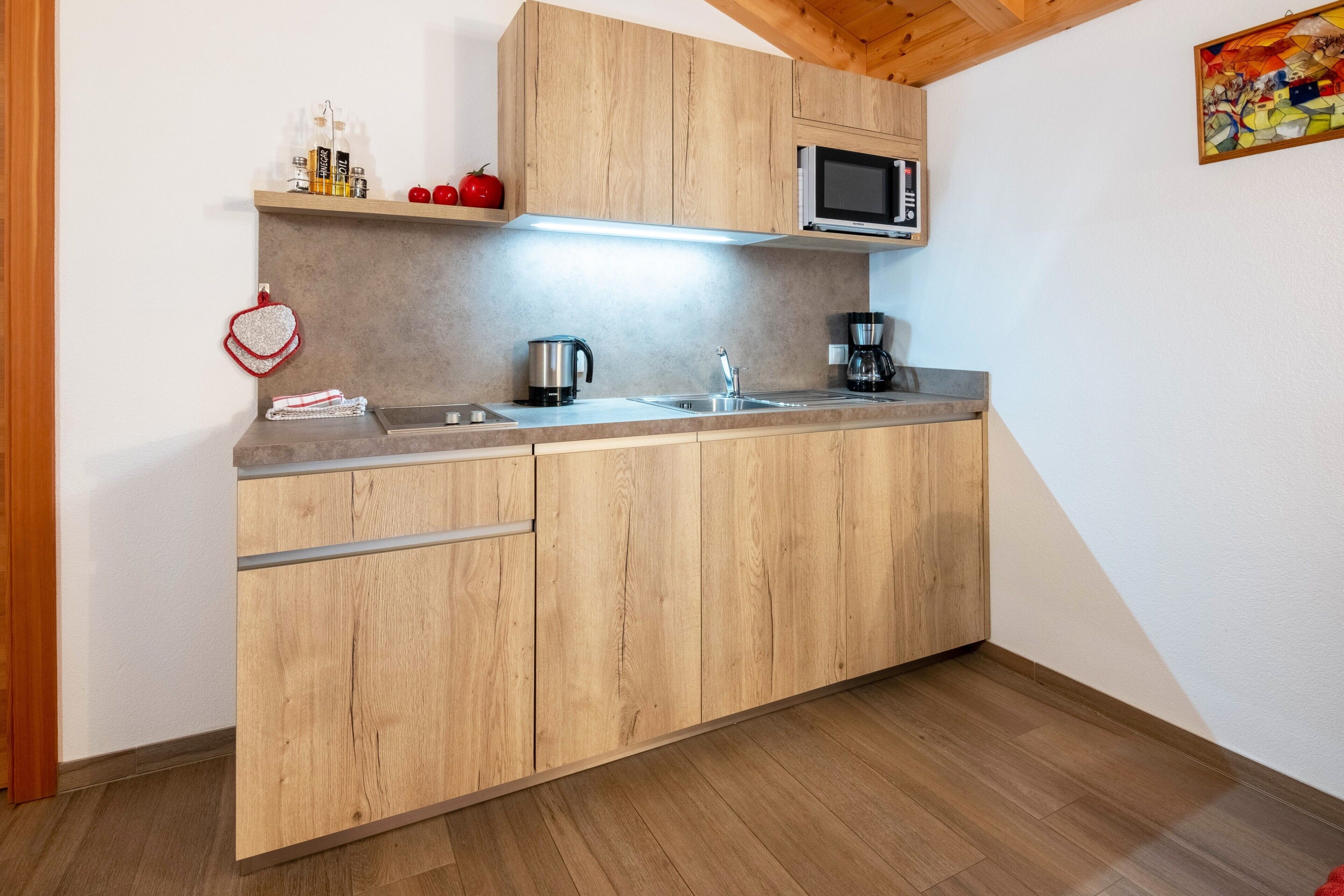 Kühlschrank, Mikrowelle, Herdplatte, Geschirrspüler