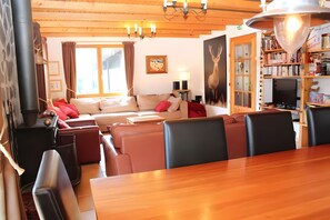 Télévision, cheminée, lecteur de DVD, chaßne hi-fi