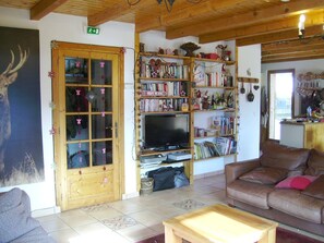 TV, fireplace, DVD player, stereo