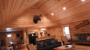 Smart TV, fireplace, foosball, table tennis