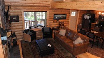 Smart TV, fireplace, foosball, table tennis