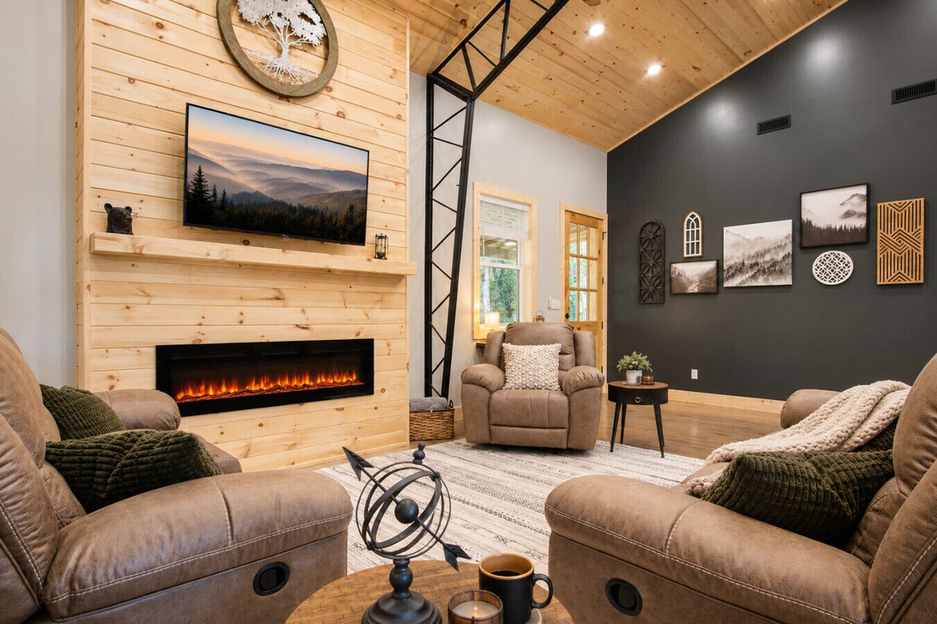 Smart TV, fireplace, video games, table football