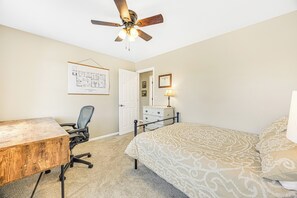 5 bedrooms, desk, iron/ironing board, travel cot