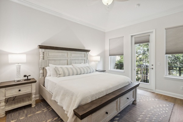 Primary Bedroom with King Bed and Balcony Access