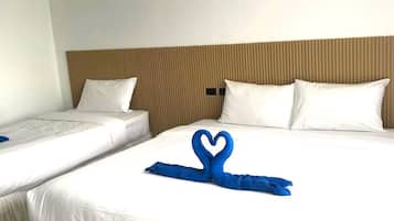Blackout curtains, free WiFi, bed sheets