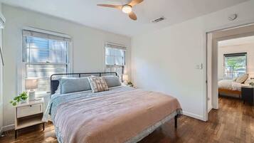 2 bedrooms, desk, iron/ironing board, travel cot