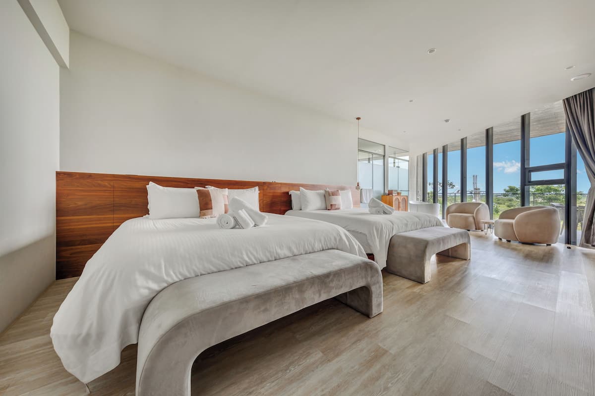 Sea View Family Room | Blackout drapes, WiFi (free), bed sheets