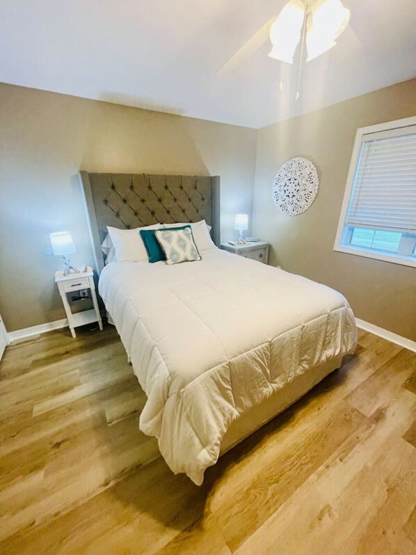 2 bedrooms, iron/ironing board, travel cot, WiFi