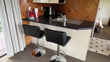 Fridge, microwave, stovetop, electric kettle