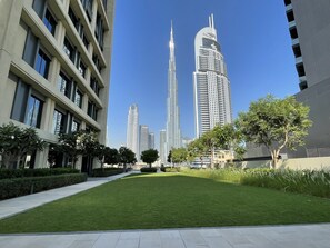 Stroll through the well-manicured grounds, surrounded by contemporary architecture and lush greenery.