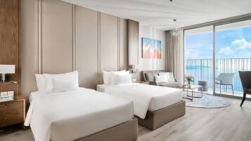 Family Double Room, Sea View | Memory foam beds, minibar, desk, laptop workspace