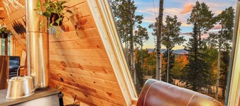 New!  Cozy 2-bedroom A-Frame with Hot Tub, Fire Pit, WiFi, AC and VIEWS!