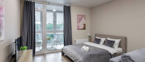 Classic-huoneisto, näköala puistoon | 1 makuuhuone, pimennysverhot, äänieristys, silitysrauta/-lauta