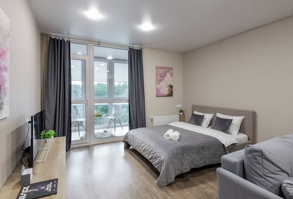 クラシック アパートメント パークビュー | 1 室のベッドルーム、遮光カーテン、防音設備、アイロン / アイロン台