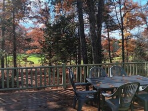 Outdoor dining - Charming 2-bedroom cabin located at enchanting Garland Golf Resort, Lewiston, MI (Lewiston)