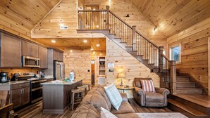 Cabin, Multiple Beds, Hot Tub, Mountain View (At Park’s Edge) | Living area - At Parks Edge A Smoky Escape! (Sevierville)