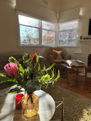 Una Smart TV, libros, un reproductor estéreo