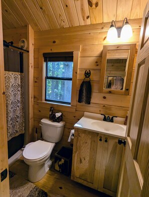 Shower, bidet, towels, soap