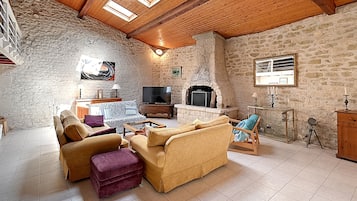 TV, fireplace