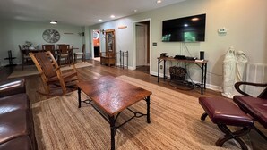 Cabin, Multiple Beds, Hot Tub, Mountain View (Cubs Creek) | Living area | 50-inch flat-screen TV with digital channels, fireplace - Secluded Cabin for 10 in Chalet Village + Hot Tub! (Gatlinburg)