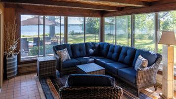 House, Multiple Beds, Patio (Lake House) | Living area | 42-inch flat-screen TV with digital channels, fireplace