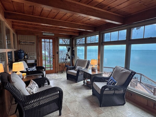 Interior - Beachfront lake house with large deck, beach bonfire & stunning views!  (Pigeon)