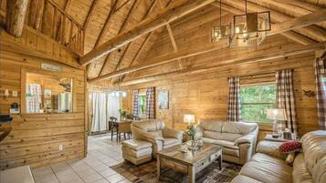 Een smart-tv, een open haard, een dvd-speler en boeken