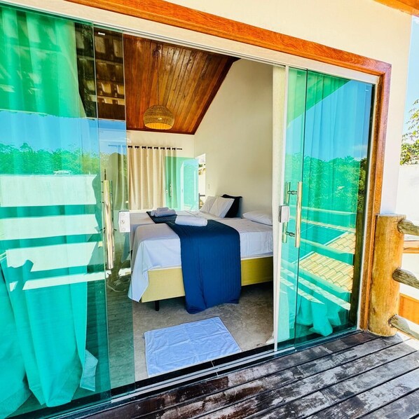 Comfort-Bungalow, Balkon, Poolblick | Balkon