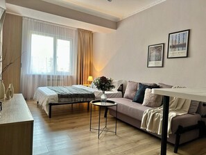 1 bedroom, iron/ironing board, free WiFi, bed sheets - Charming studio Merenga in wonderful Almaty with WiFi, AC (Almaty)