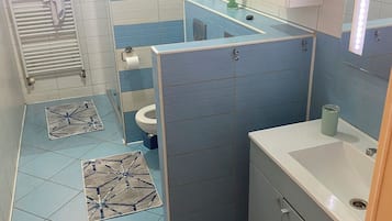 Ducha, secador de pelo, bidé y toallas