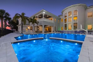 Pool - Luxury Bowling Mansion | Luxe 9BR Stay w/ Bowling Alley, Arcade, Private Pool, and Spa Near Disney (Kissimmee)