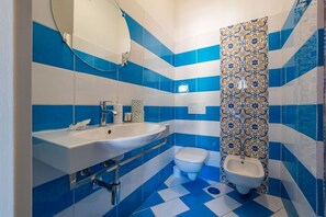 Ducha, secador de pelo, bidé y toallas
