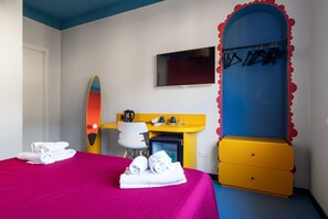 1 bedroom, desk, iron/ironing board, travel crib